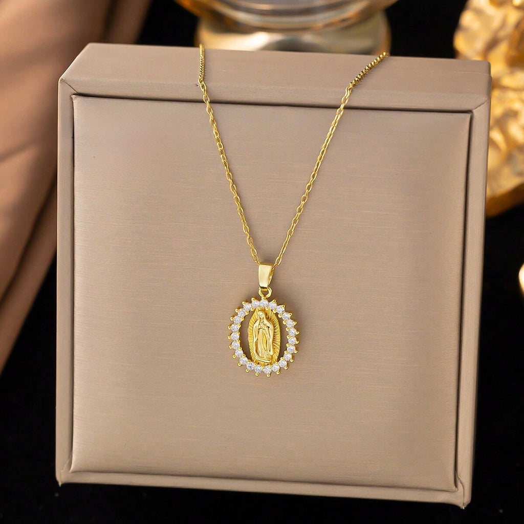 Aurora Virgin Mary Necklace & Earrings Set
