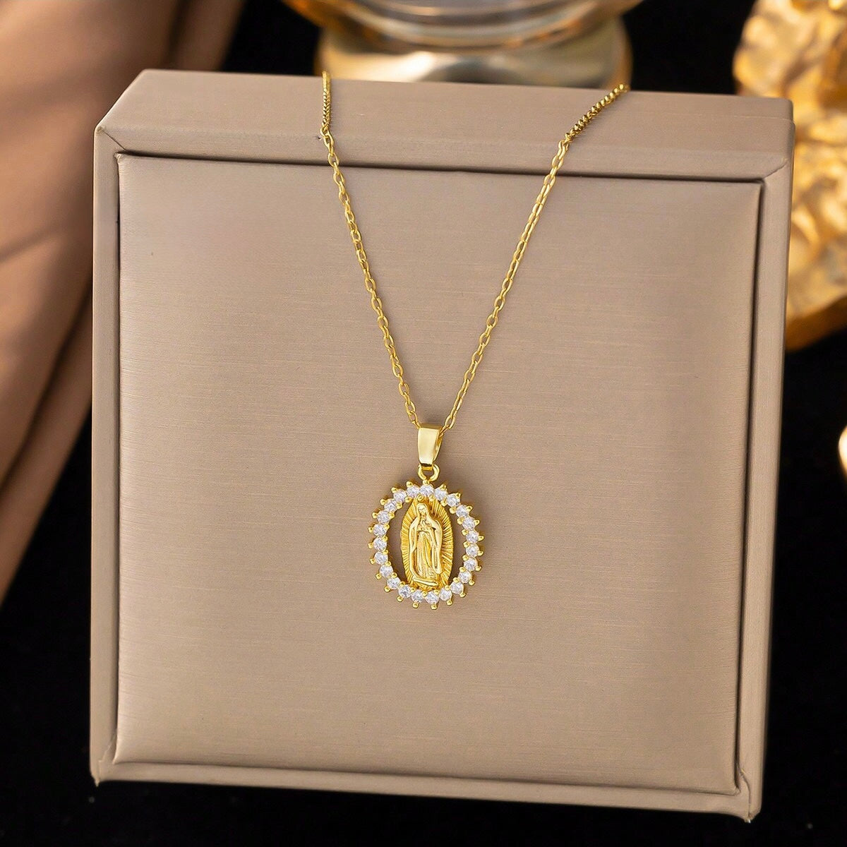 Aurora Virgin Mary Necklace & Earrings Set