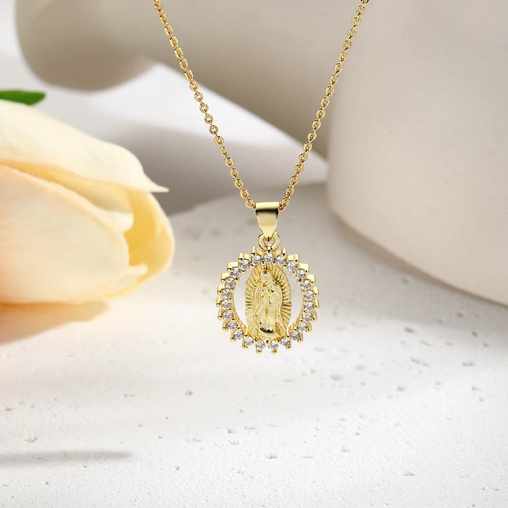 Aurora Virgin Mary Necklace & Earrings Set