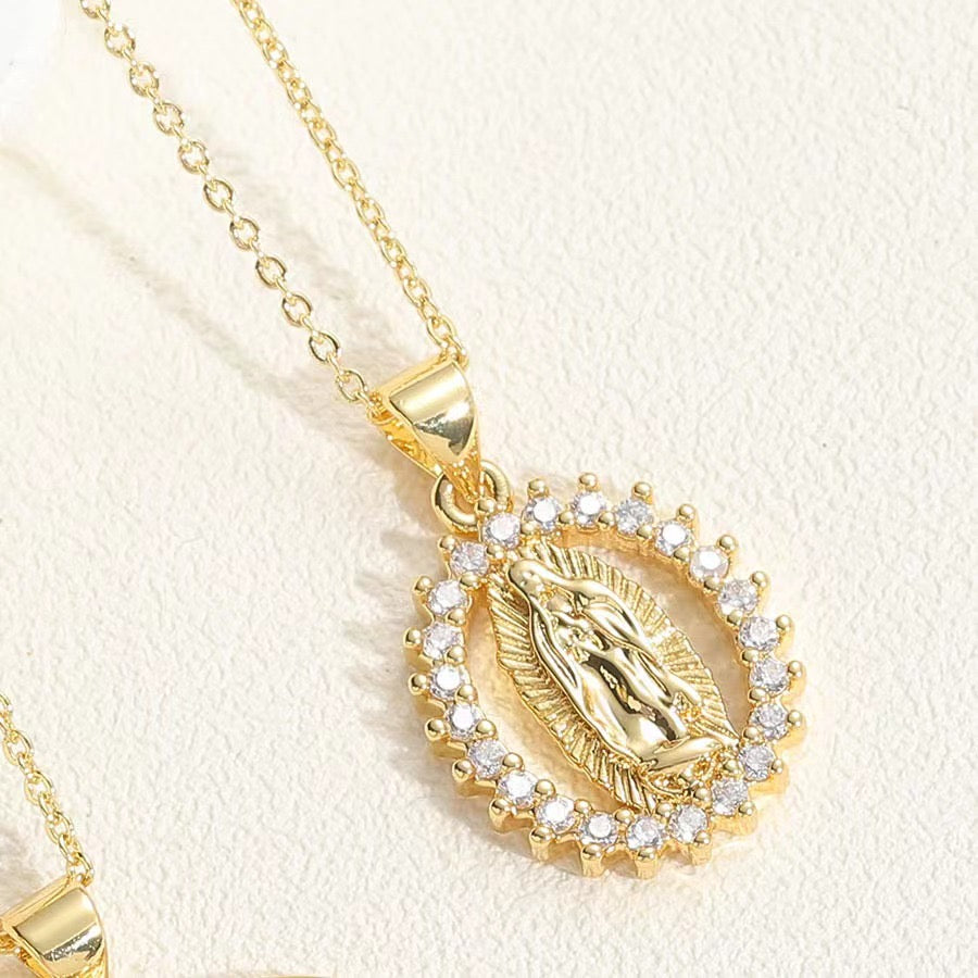 Aurora Virgin Mary Necklace & Earrings Set
