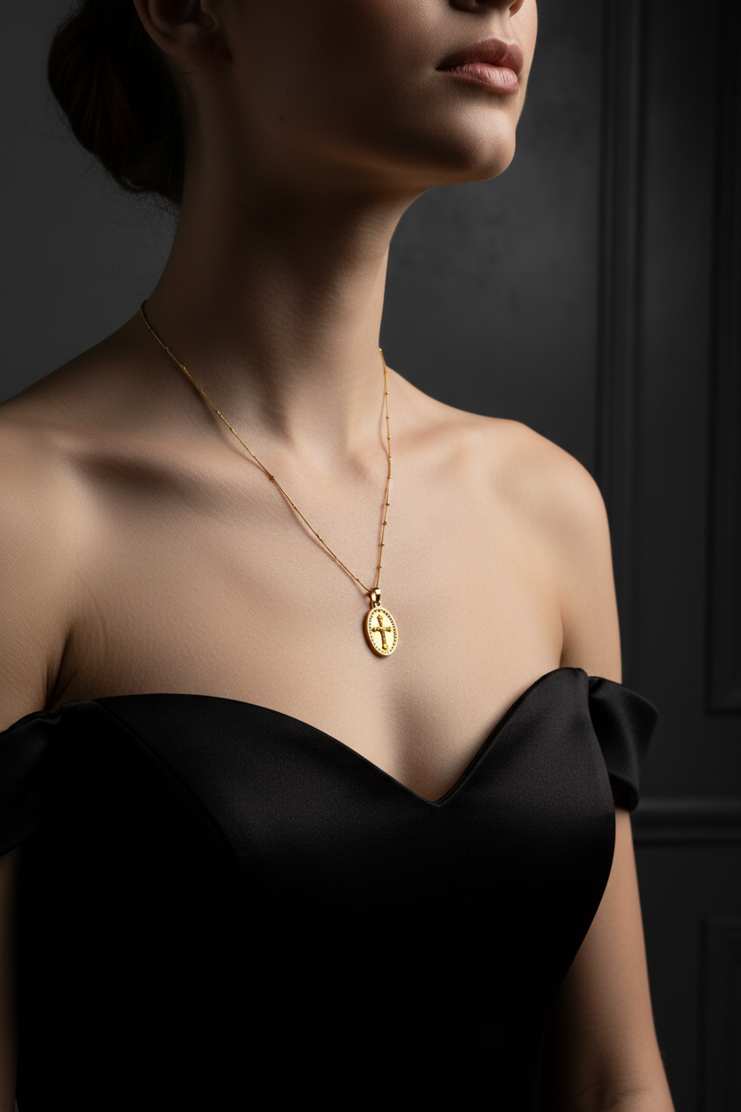 Faith Cross Necklace – 18K Gold Plated Stainless Steel Necklace