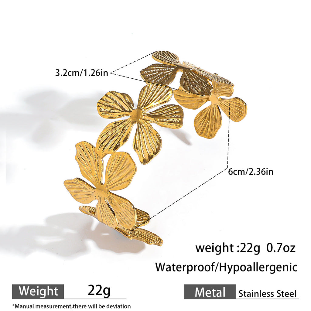 Golden Bloom Cuff Bracelet – 18K Gold Plated Stainless Steel