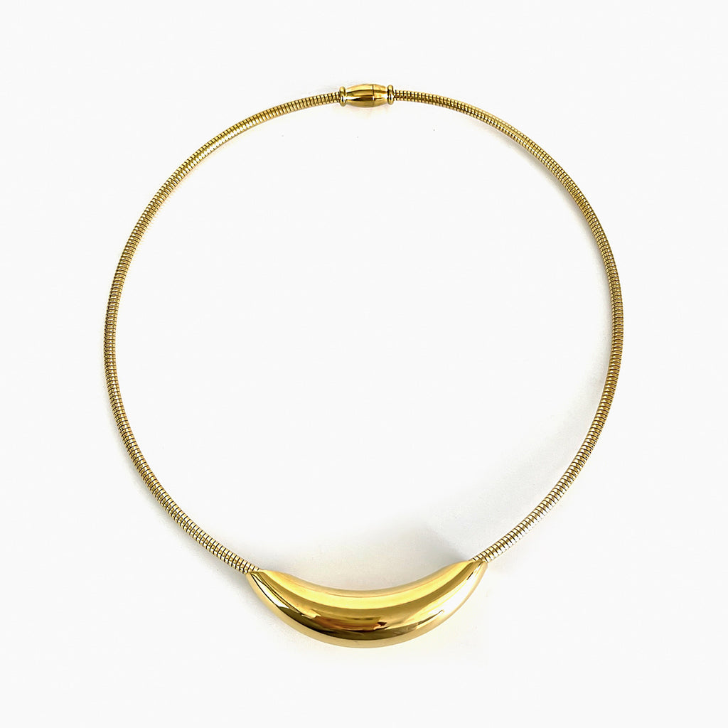 Golden Crescent Statement Necklace – 18K Gold Plated Stainless Steel