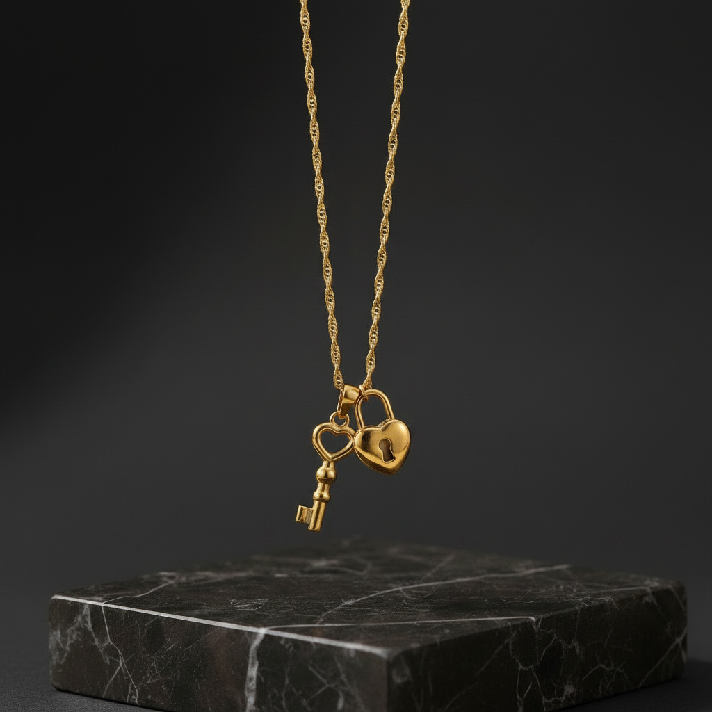 Locked In Love Necklace – 18K Gold Plated Stainless Steel