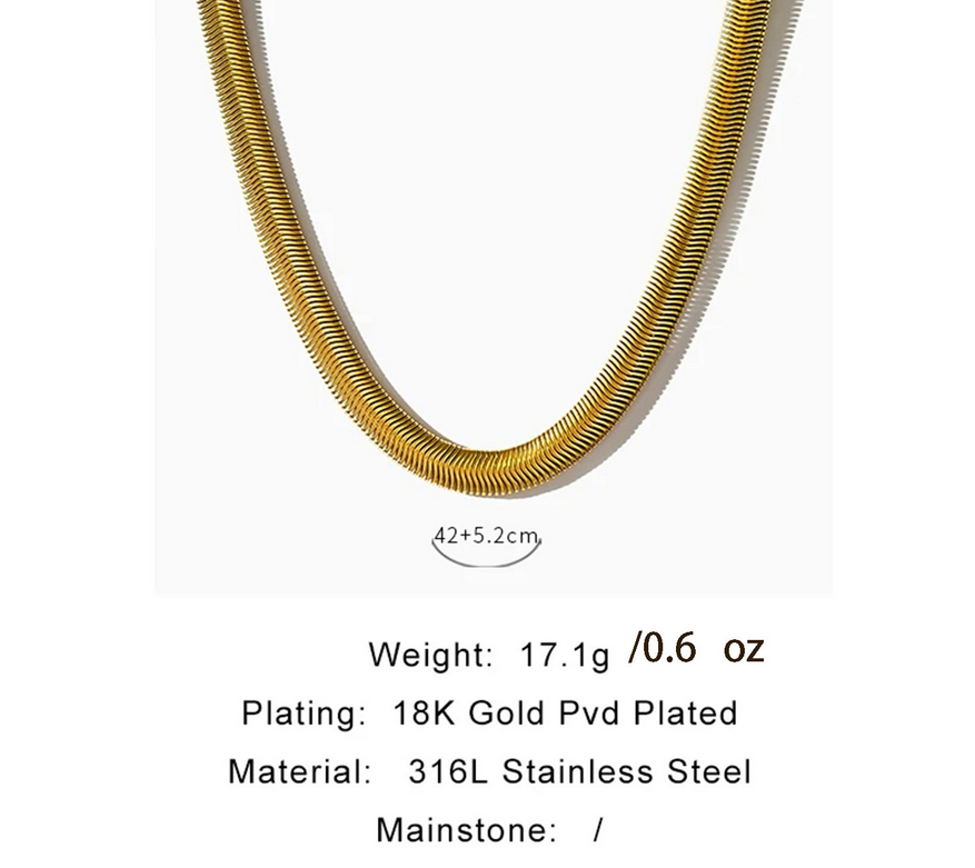 Luna Luxe Snake Chain Necklace – 18K Gold Plated Stainless Steel