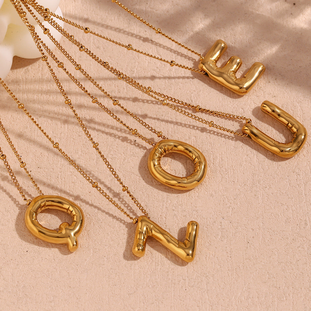 Personalized Initial Letter Necklace – 18K Gold PVD Plated 316L Stainless Steel