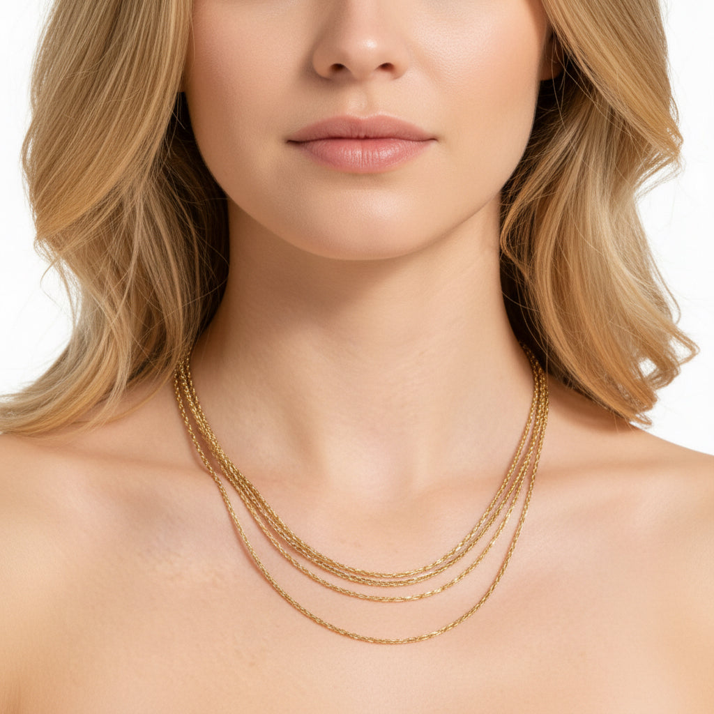 Layered Cable Chain Necklace – 18K Gold PVD Plated 316L Stainless Steel