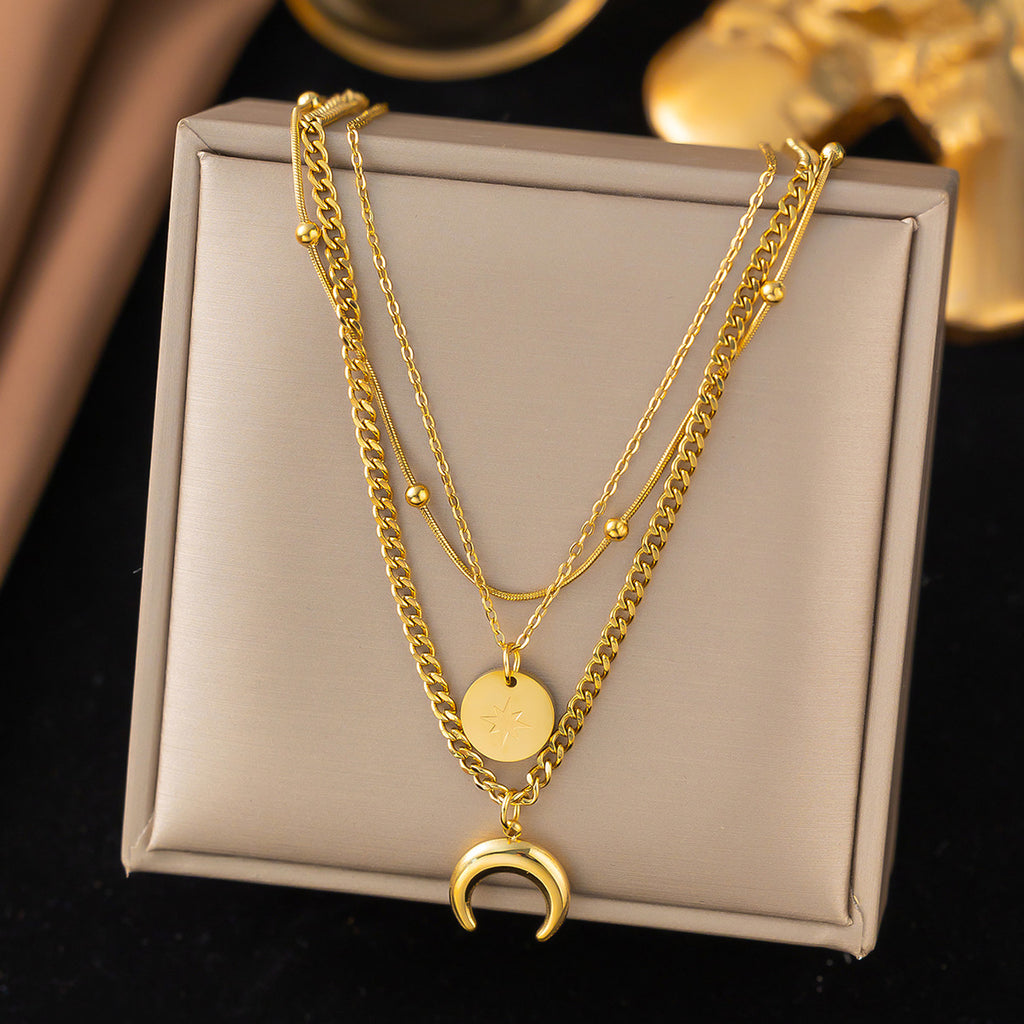 Celestial Luna Layered Jewelry Set – 18K Gold Plated Stainless Steel