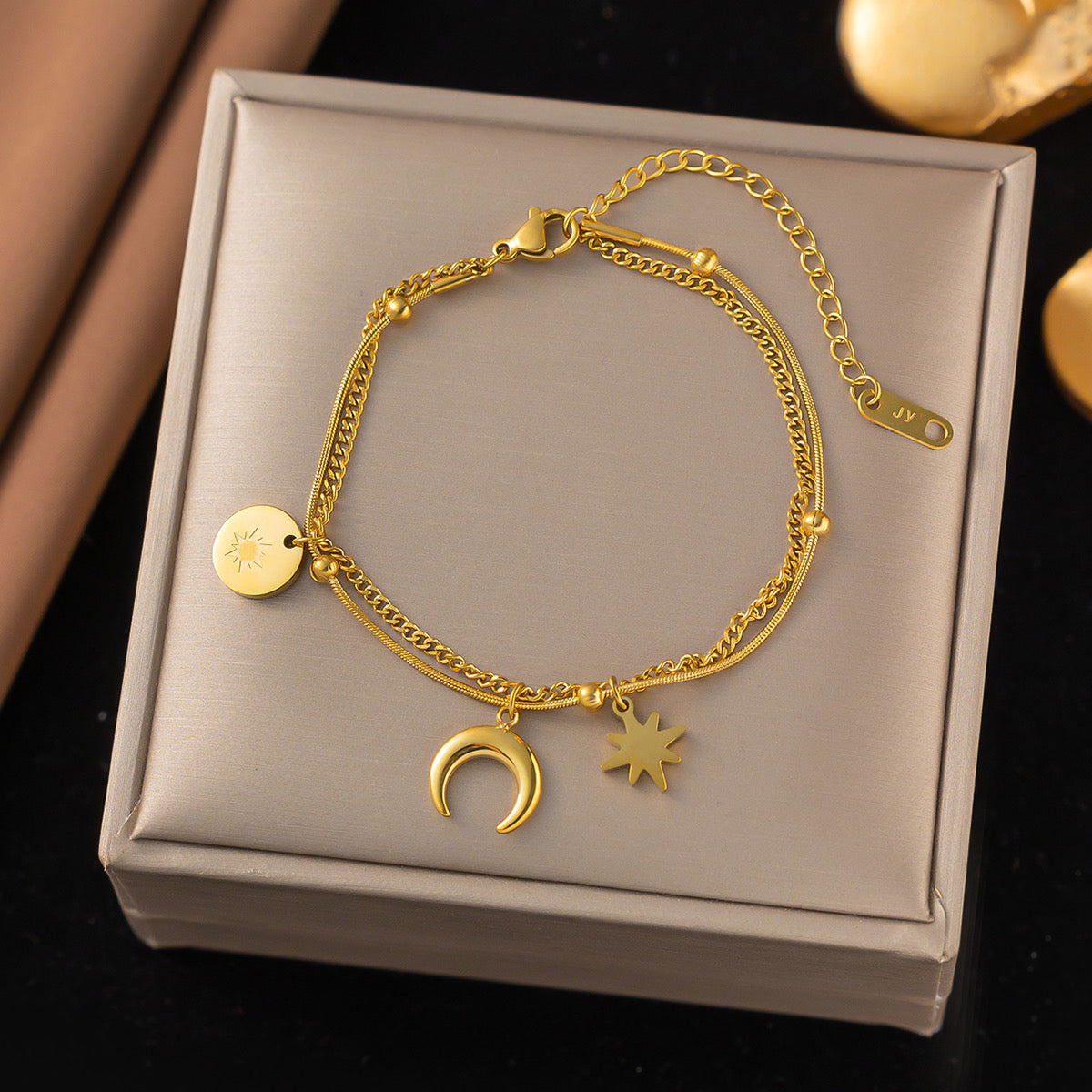 Celestial Luna Layered Jewelry Set – 18K Gold Plated Stainless Steel