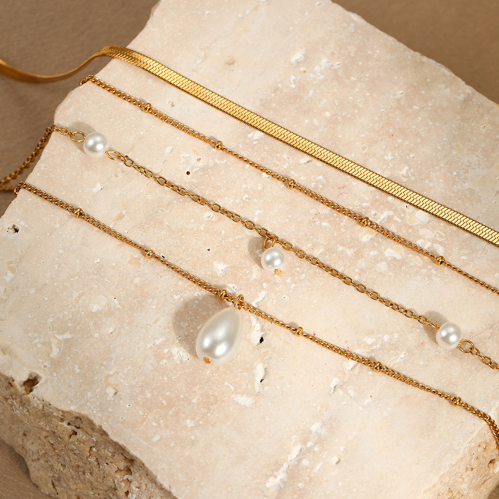 Pearl Luxe Layered Necklace – 18K Gold Plated Stainless Steel