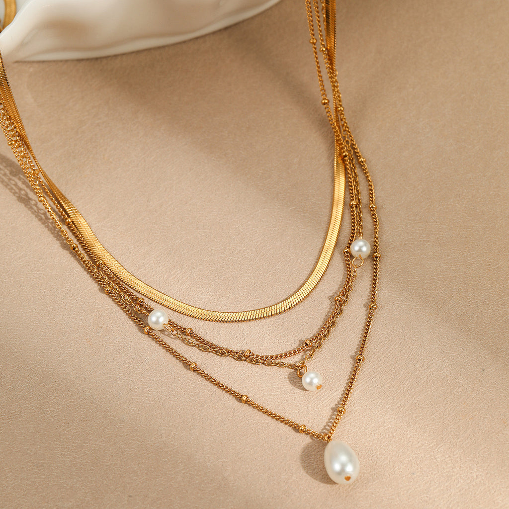 Pearl Luxe Layered Necklace – 18K Gold Plated Stainless Steel
