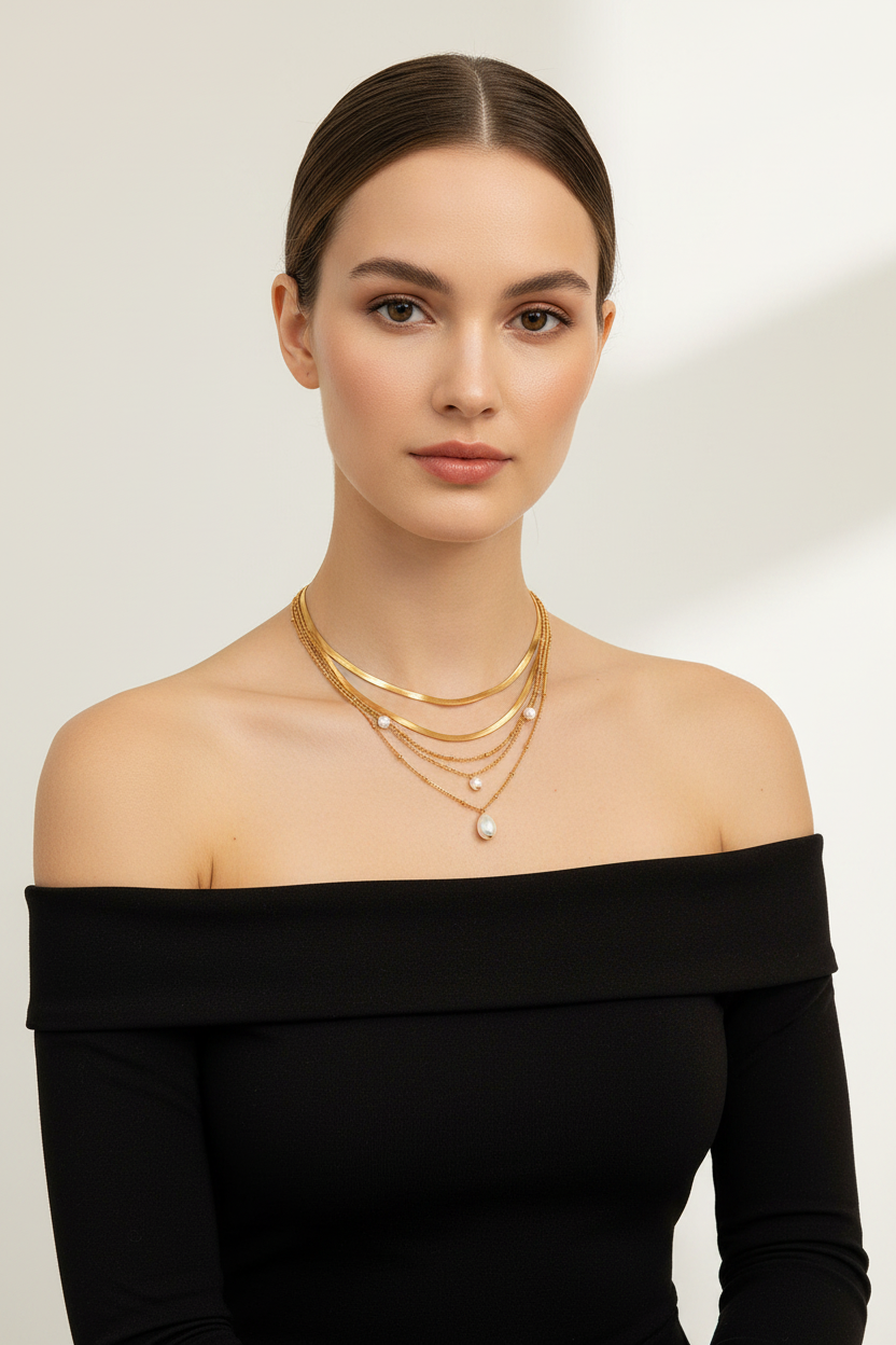 Pearl Luxe Layered Necklace – 18K Gold Plated Stainless Steel