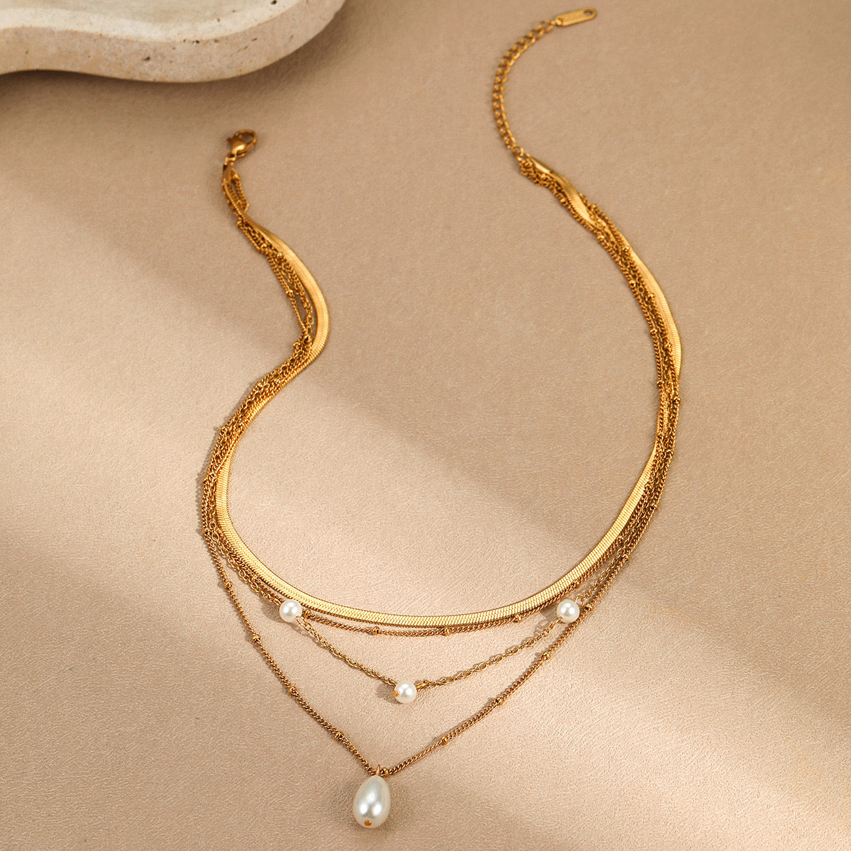 Pearl Luxe Layered Necklace – 18K Gold Plated Stainless Steel