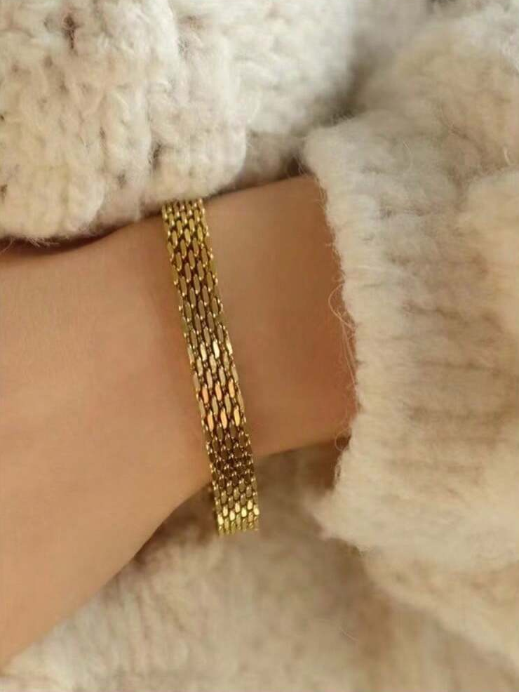 Luxe Weave Bracelet – 18K Gold Plated Stainless Steel Bracelet