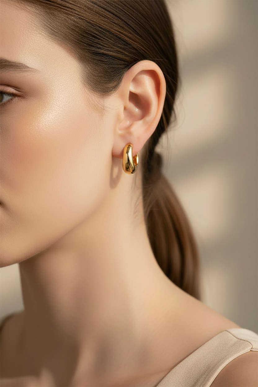 Luna Gold Hoop Earrings – 18K Gold Plated Stainless Steel Earrings