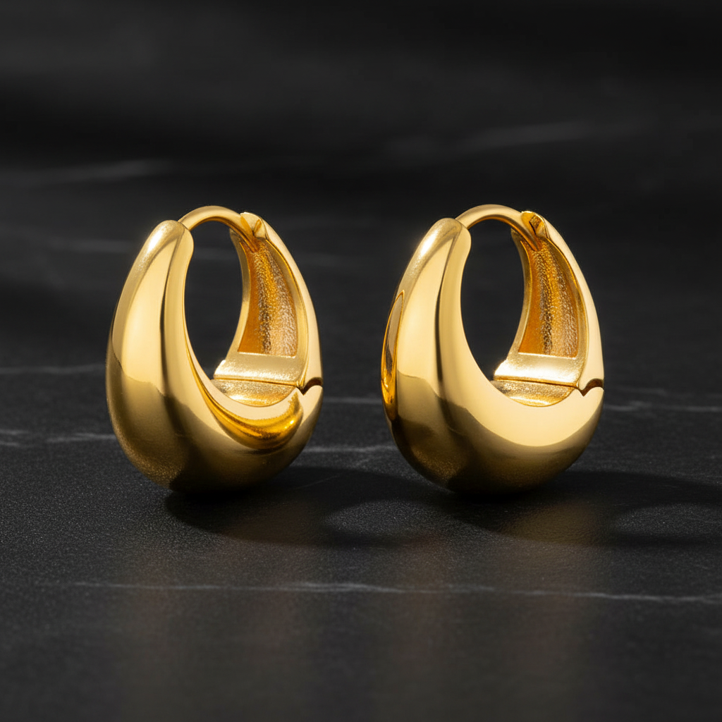 Luna Gold Hoop Earrings – 18K Gold Plated Stainless Steel Earrings